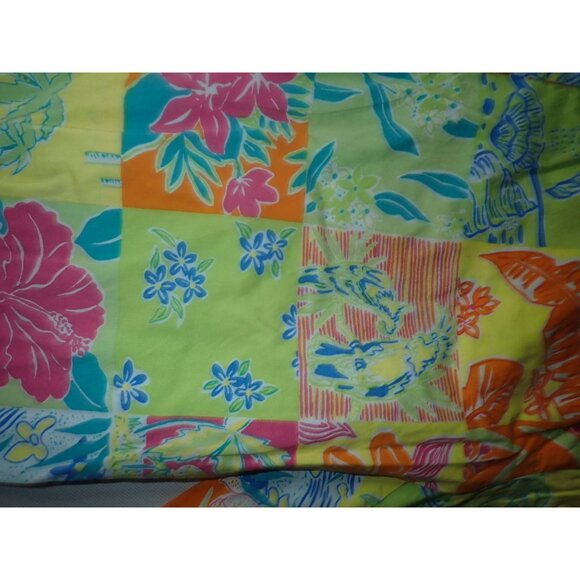 Palm Lily Cropped‎ Pants Beach Tropical Women 8 Cotton Floral Vacation Preppy - Picture 3 of 6